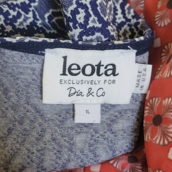 1X (1L) Leota Stretchy Blue & White Midi Skater Sleeveless Dress - Picture 4 of 5